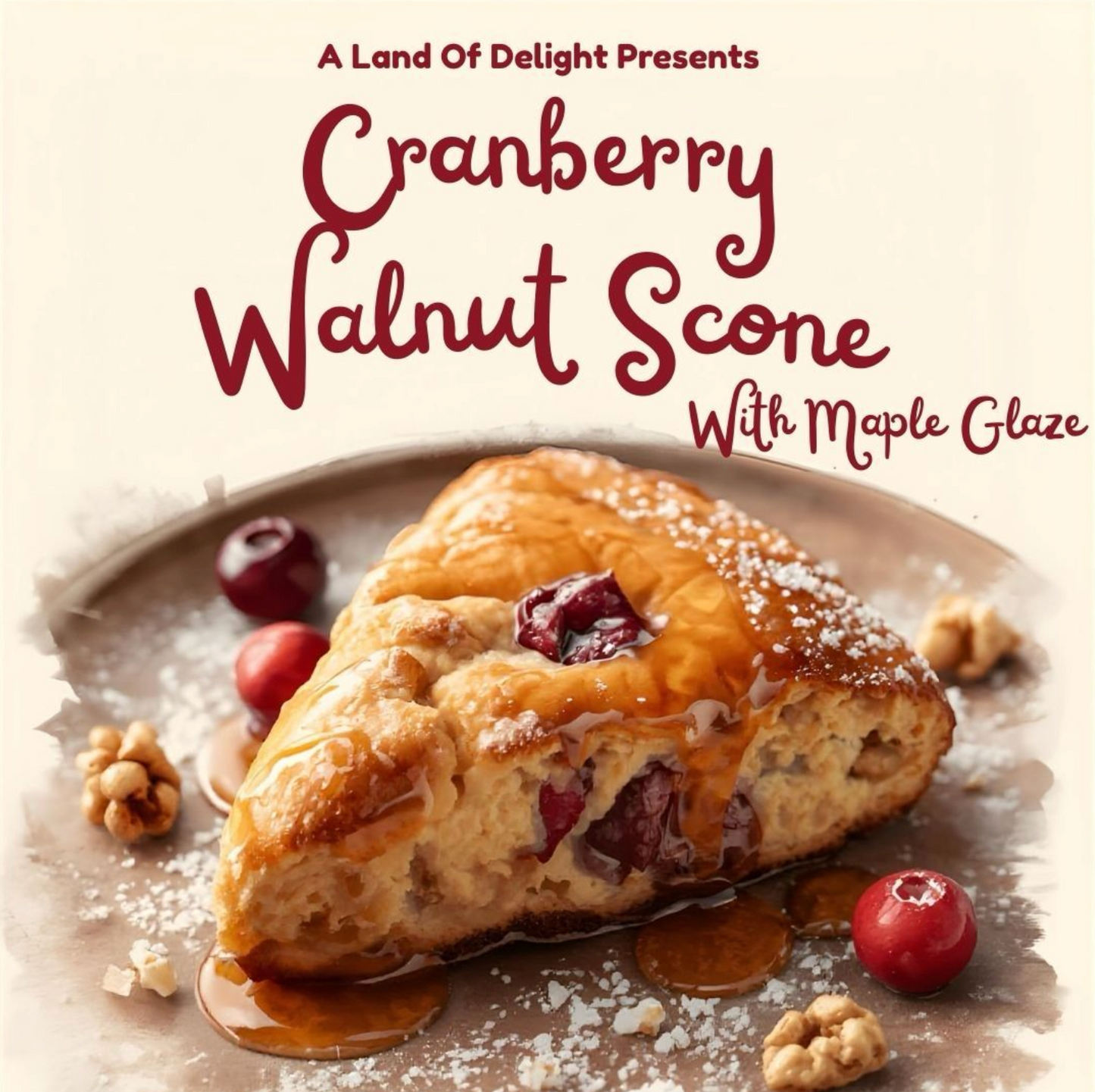 Cranberry Walnut Scone with Maple Glaze