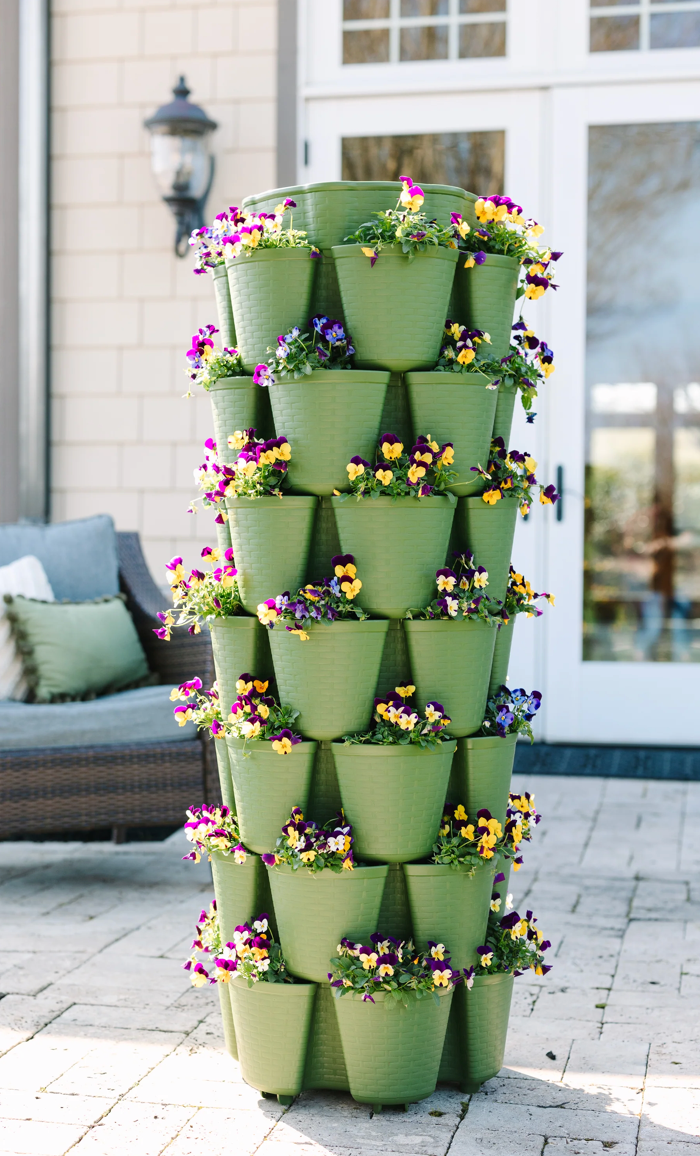 7 Tier Leaf Vertical Planter - Basket Weave Texture
