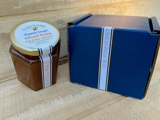 Specialty Gourmet Honey: Organic Ginger Infused Raw Honey - 12oz Jar
