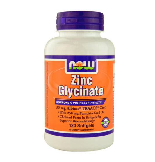 NOW VITAMINS - Zinc Glycinate 120 Softgels