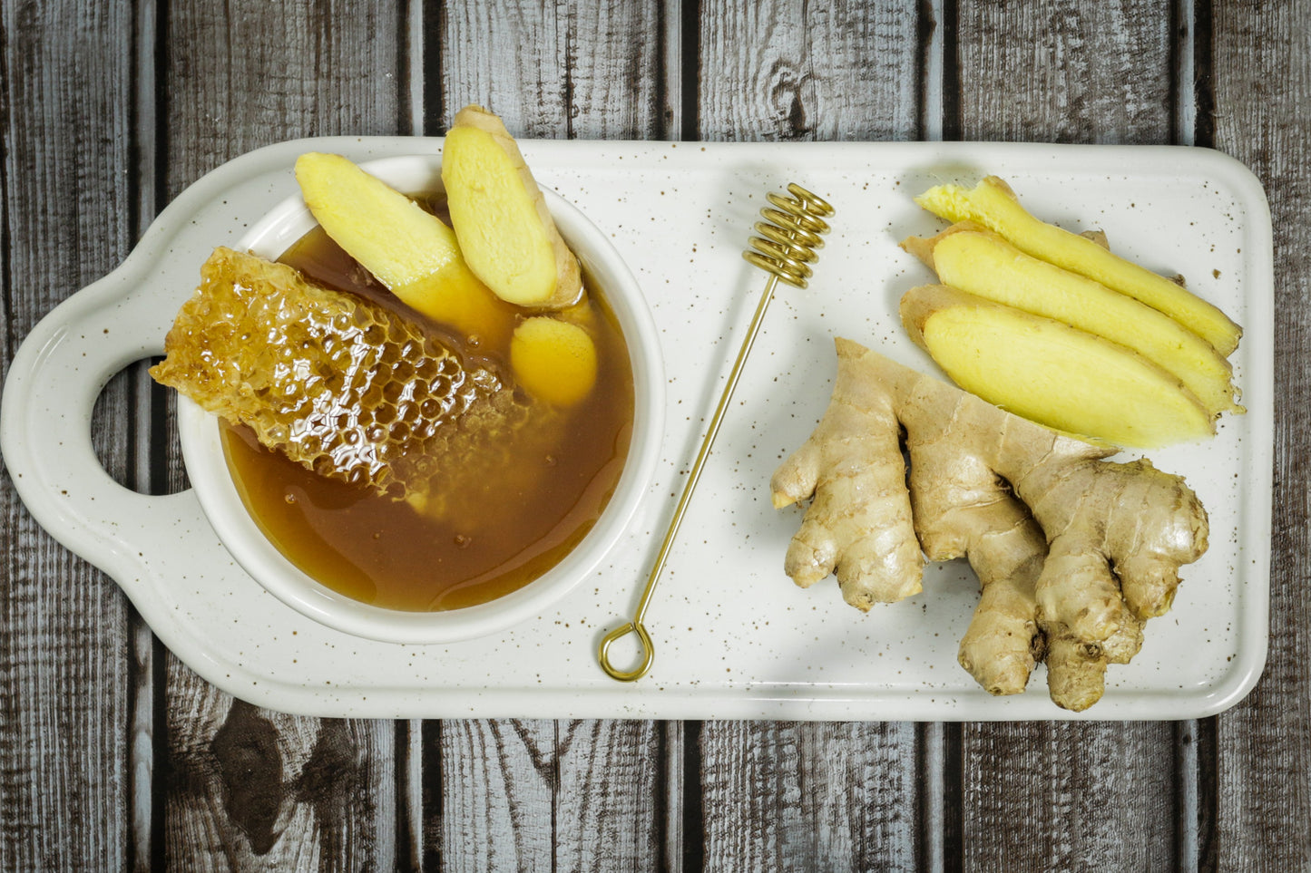Specialty Gourmet Honey: Organic Ginger Infused Raw Honey - 12oz Jar