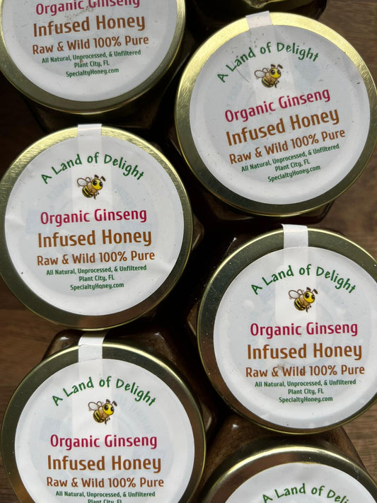 Specialty Gourmet Honey: Organic Ginseng Infused Raw Honey