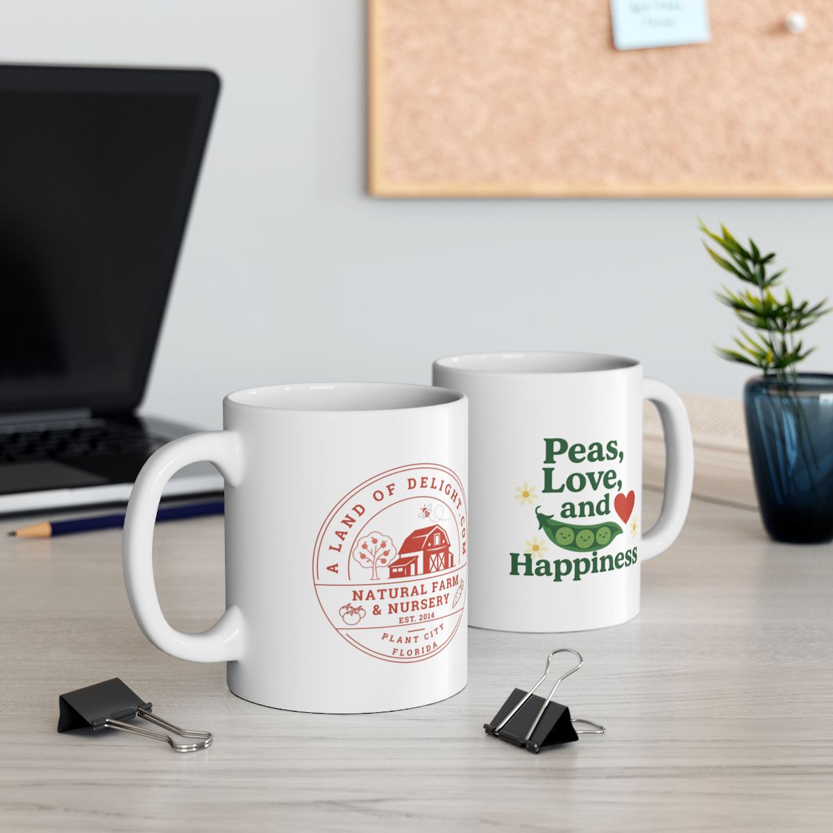 Peas, Love and Happiness Ceramic Coffee Mug