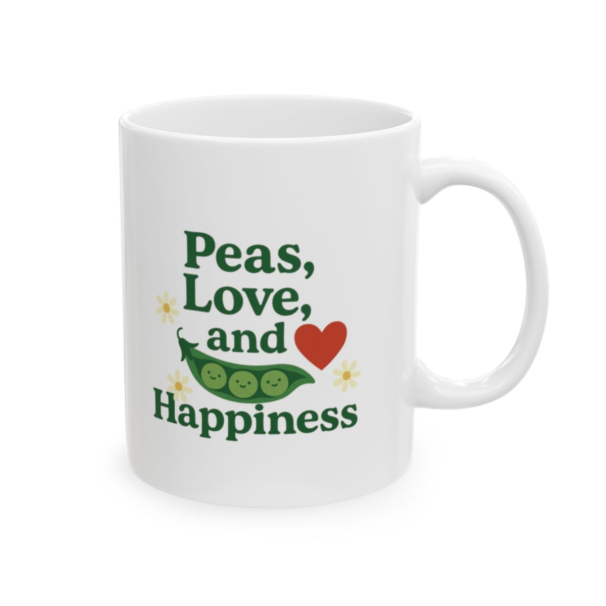 Peas, Love and Happiness Ceramic Coffee Mug