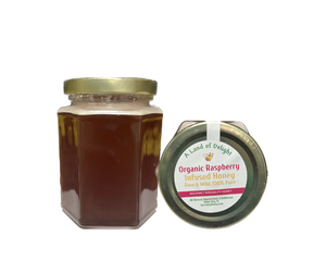 Specialty Gourmet Honey: Organic Raspberry Infused Raw Honey - 12oz Jar