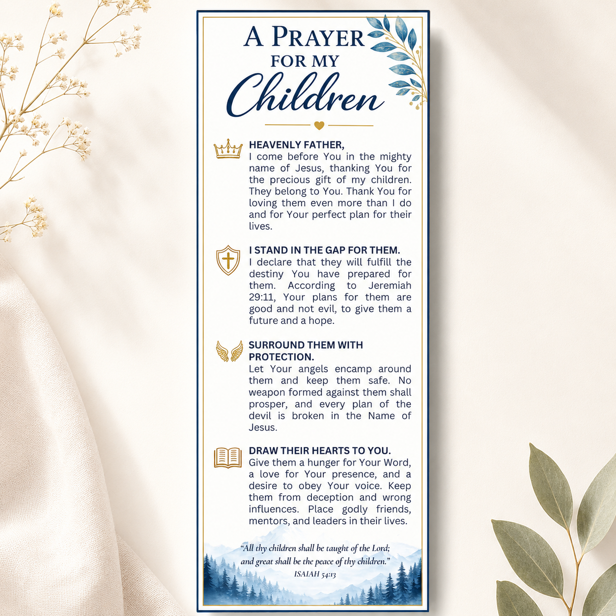 A Prayer for My Children - Prayer Bookmark