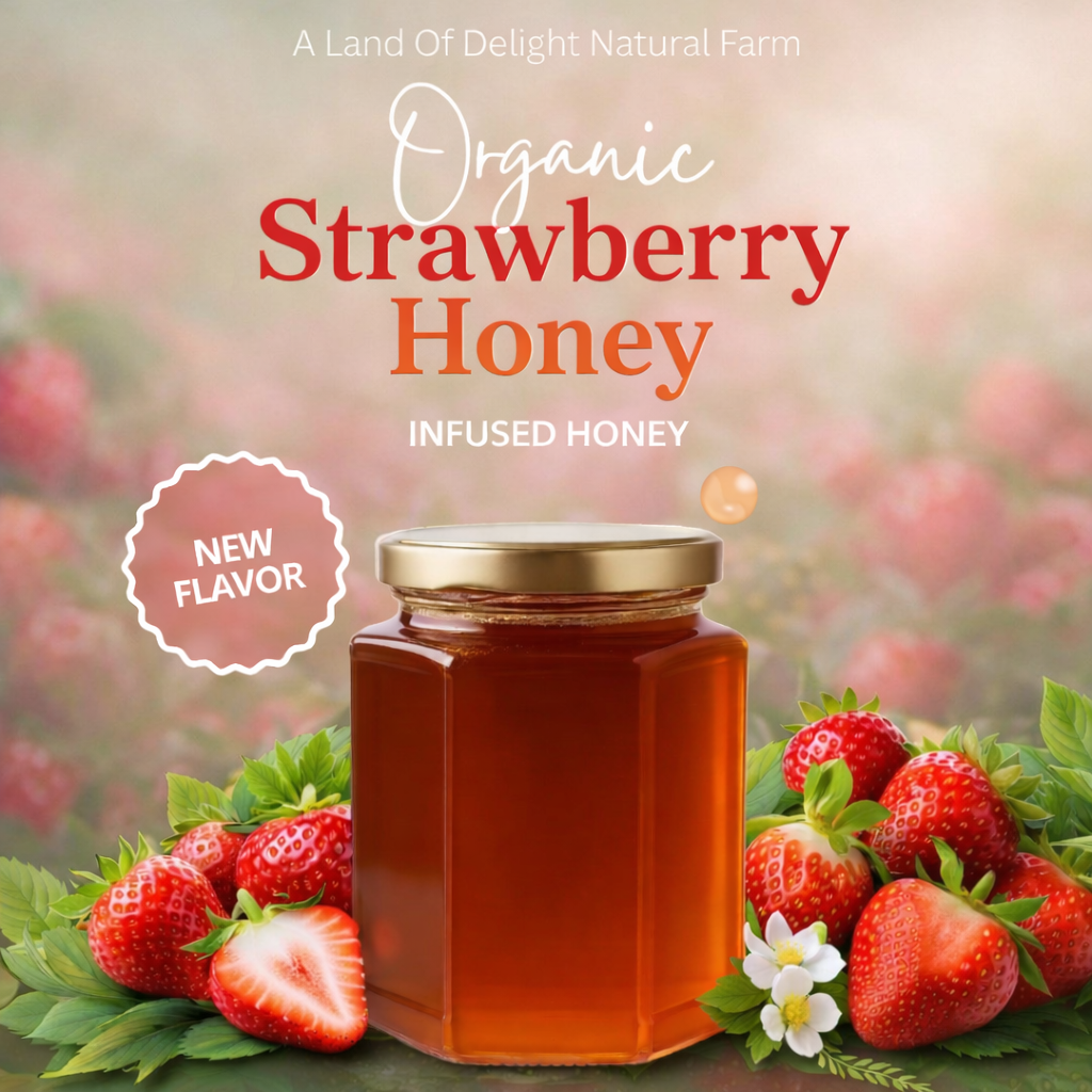 Specialty Gourmet Honey: Organic Strawberry Infused Raw Honey