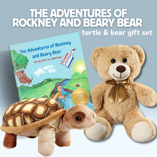 Super Saver Gift Set: The Adventures of Rockney & Beary Bear - Book by Elliott Gonyon, Tortoise Plush & Teddy Bear