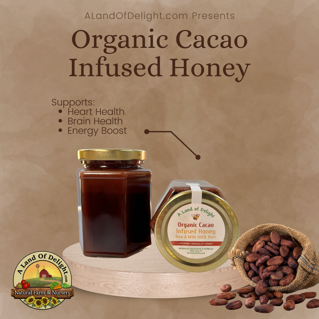 Specialty Gourmet Honey: Organic Infused Cacao Raw Honey