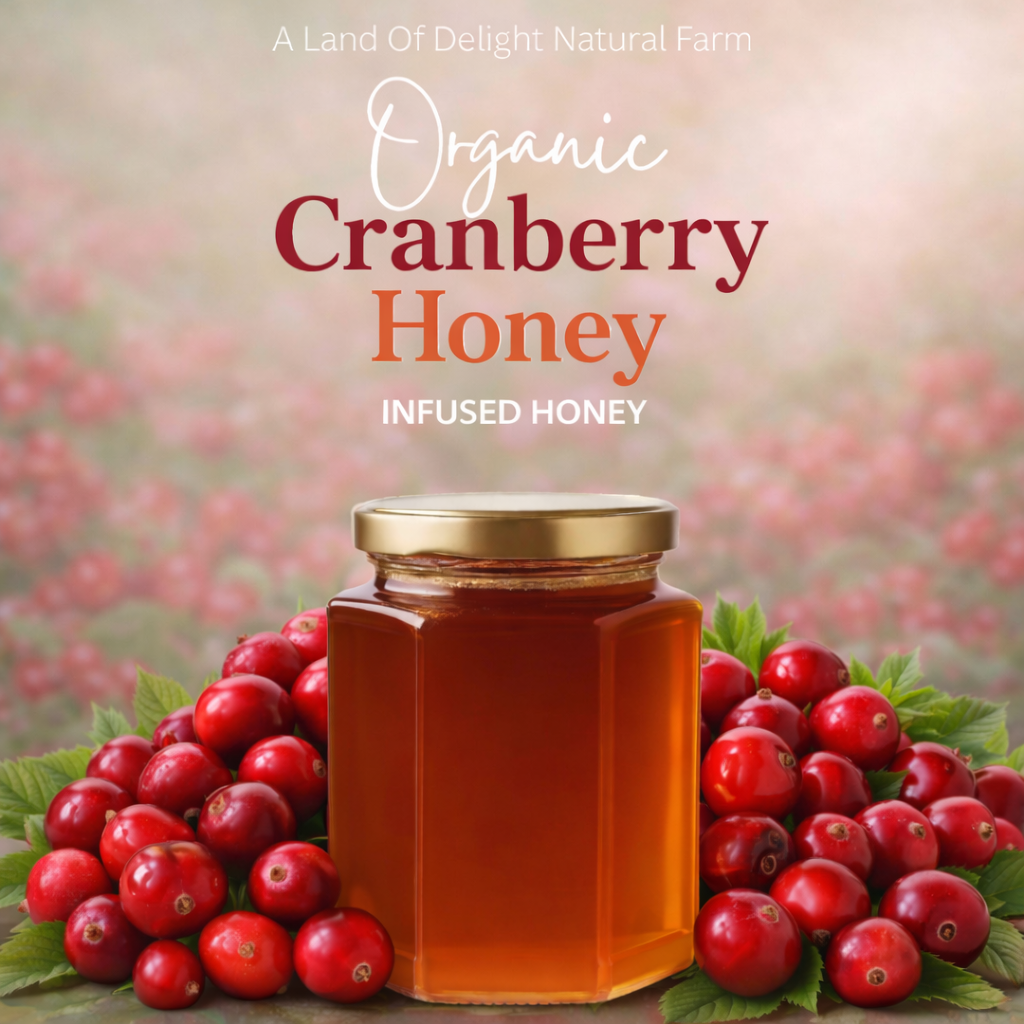 Specialty Gourmet Honey: Organic Cranberry Infused Raw Honey