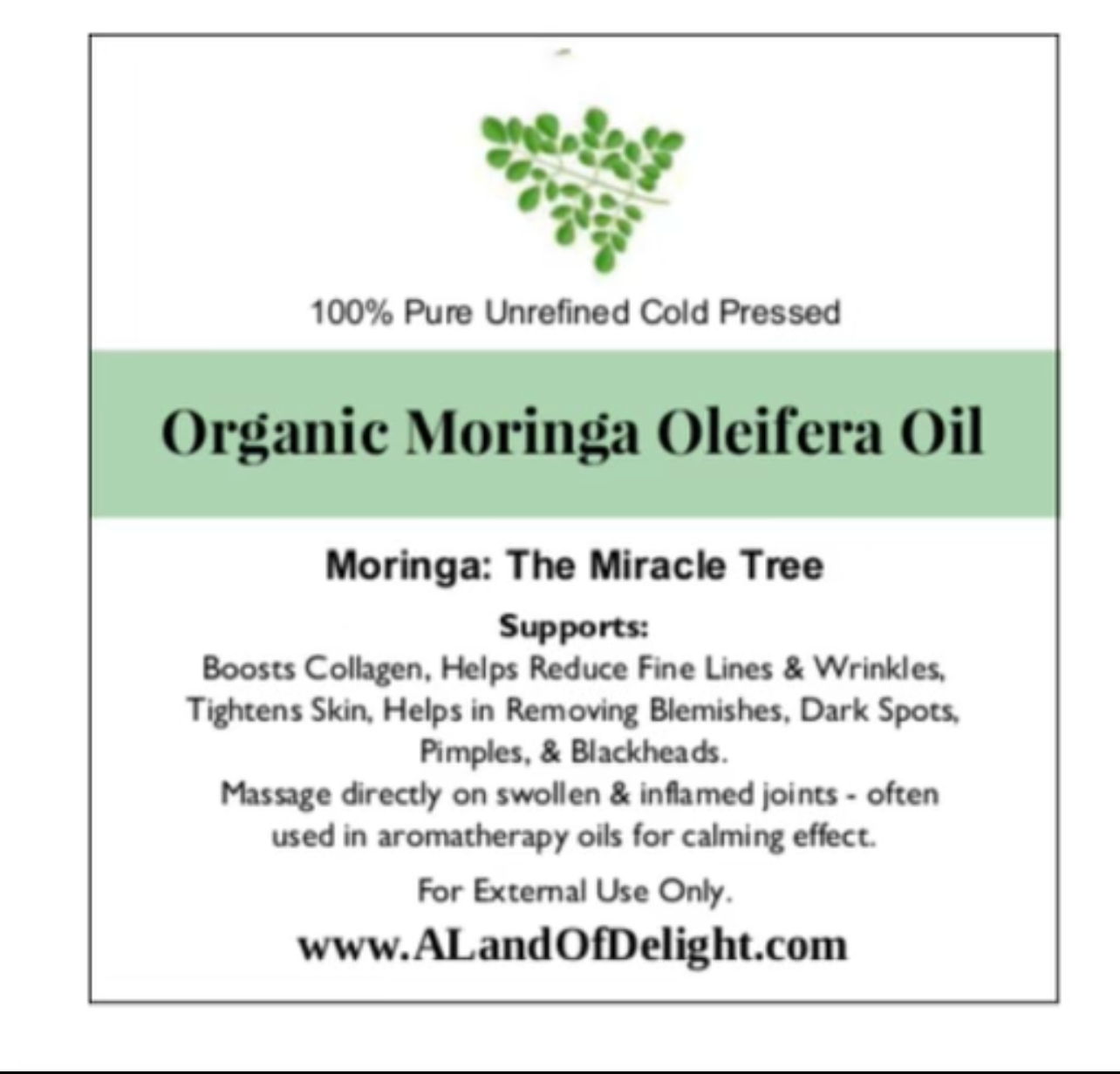 Organic Moringa Oleifera Oil