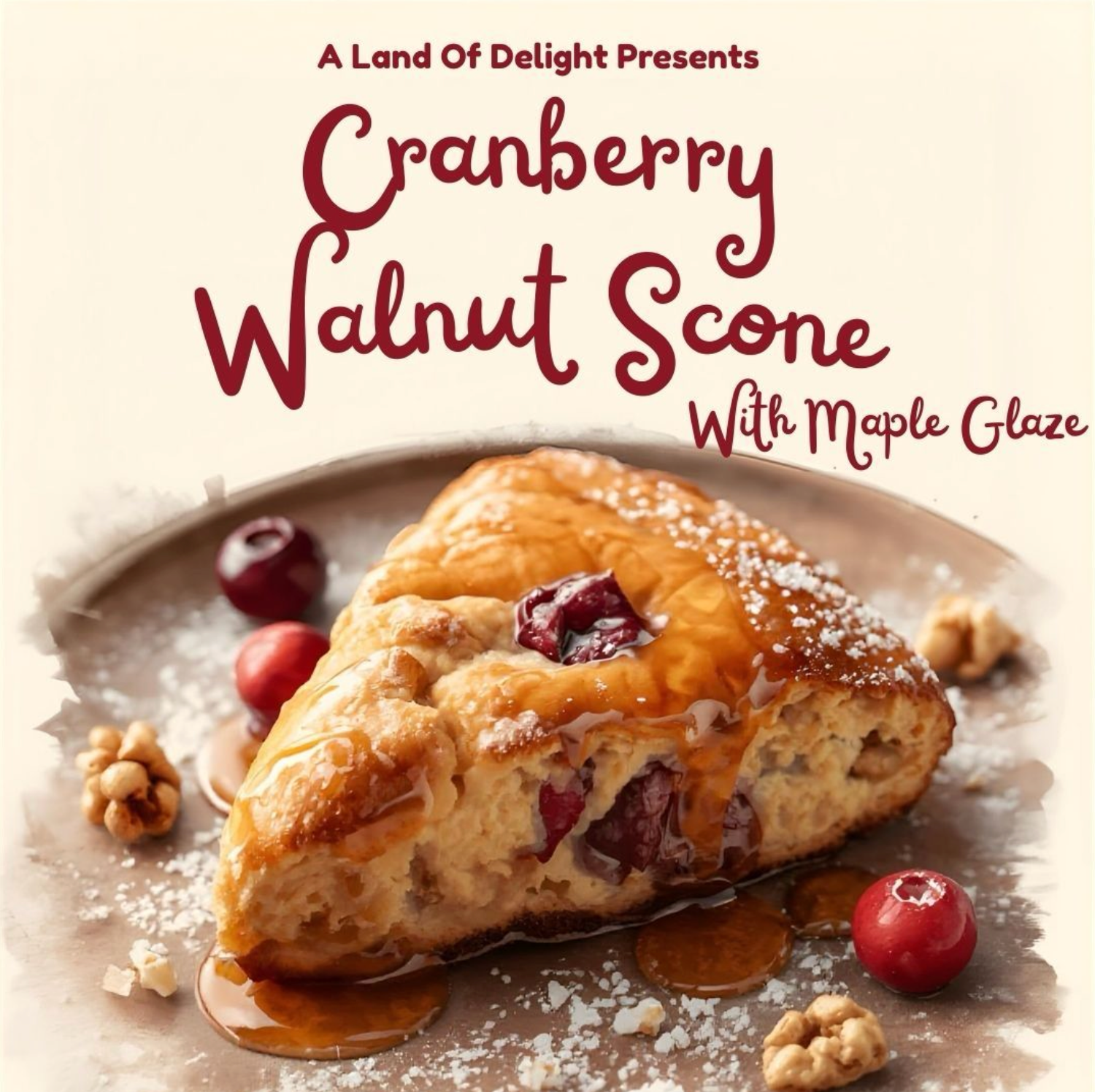 Cranberry Walnut Scone with Maple Glaze