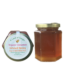Load image into Gallery viewer, Specialty Gourmet Honey: Organic Ceylon Cinnamon Infused Raw Honey - 12oz Jar
