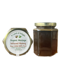 Load image into Gallery viewer, Specialty Gourmet Honey: Organic Moringa Infused Raw Honey - 12oz Jar
