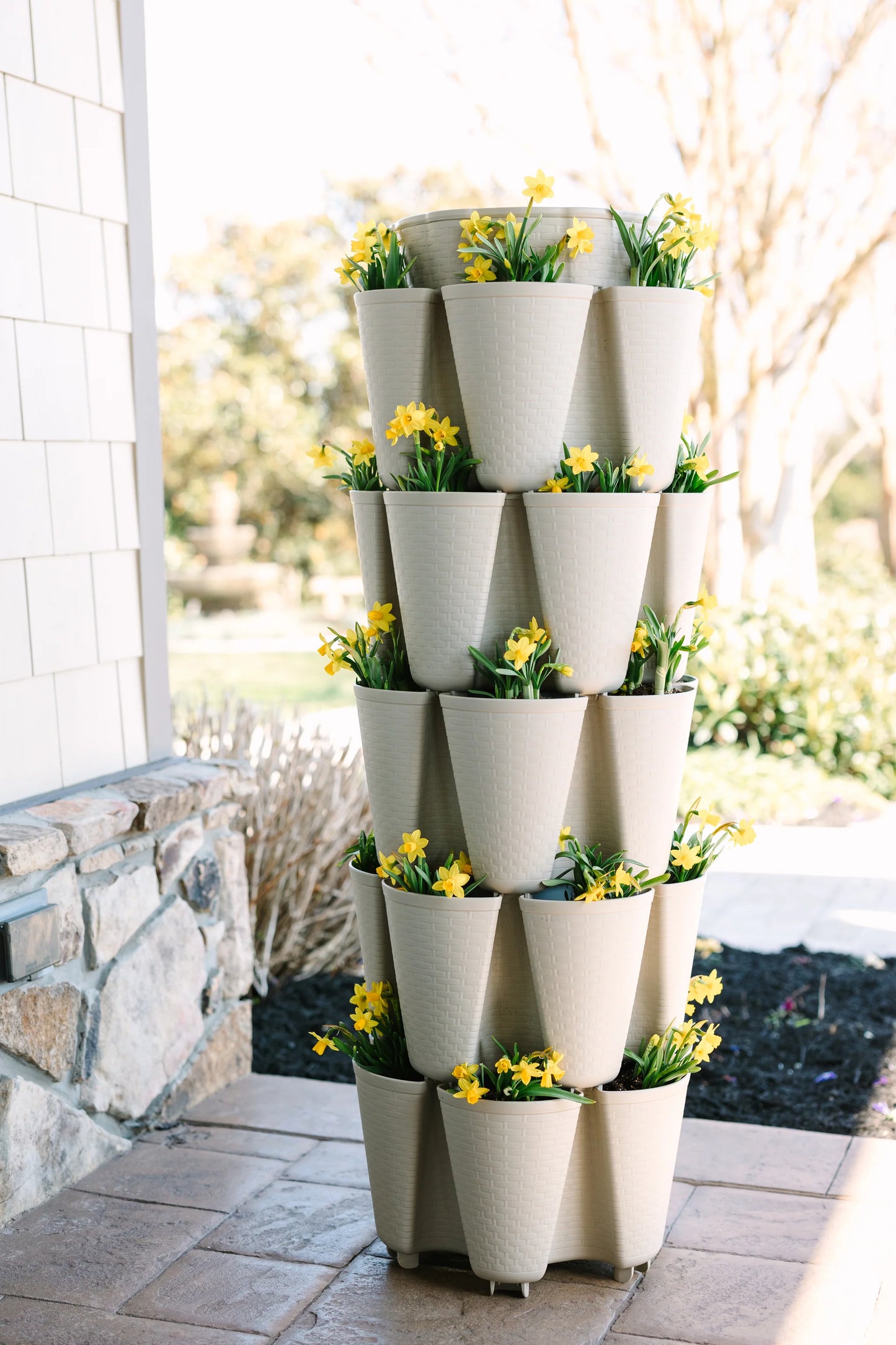 5 Tier Vertical Planter - Basket Weave Texture