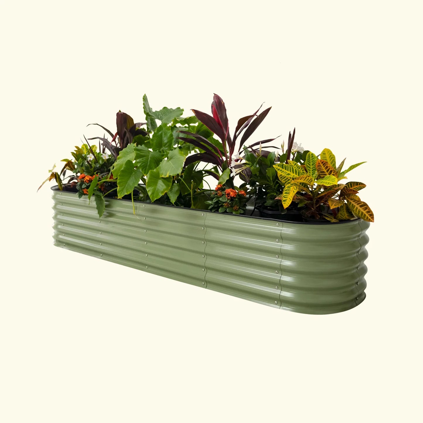 17" Tall 9 In 1 Modular Metal Raised Garden Bed Kit in Olive Green