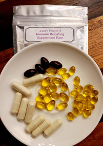 Picture of 4 Day Power 4 Immune Boosting Supplement Pack with bowl on top displaying vitamins