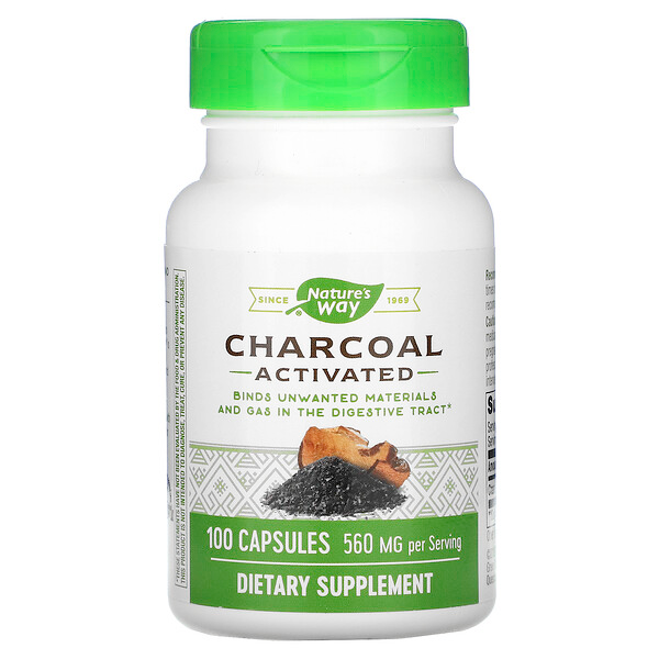 Vitamin Bottle Charcoal, Activated, 560 mg, 100 Capsules