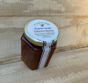 Specialty Gourmet Honey: Organic Ginger Infused Raw Honey - 12oz Jar
