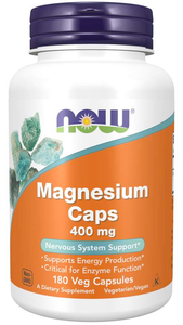 Picture of Now Brand Vitamin Bottle of Magnesium 400 mg - 180 Veg Capsules
