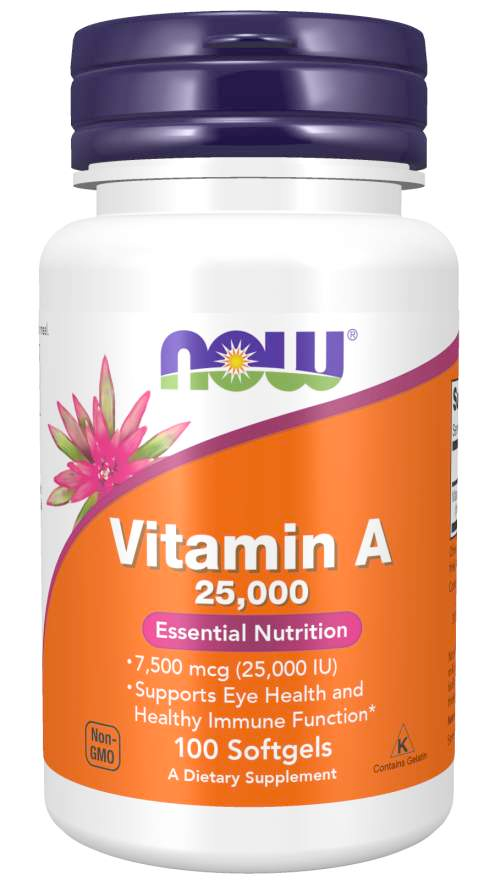 NOW VITAMINS - Vitamin A 25,000 - 100 Softgels