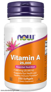 NOW VITAMINS - Vitamin A 25,000 - 250 Softgels